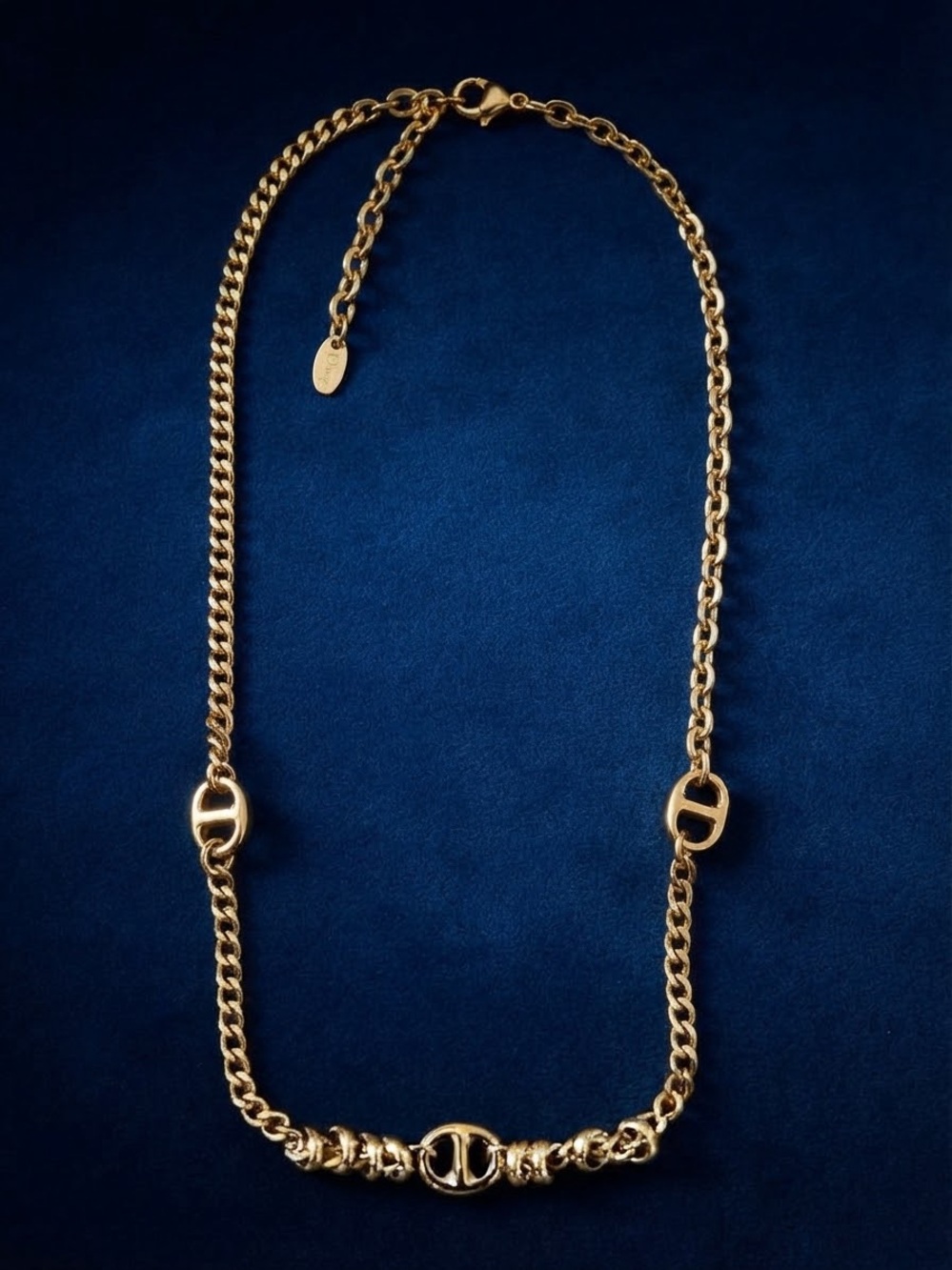 Gold Chain Necklace with Decorative Links